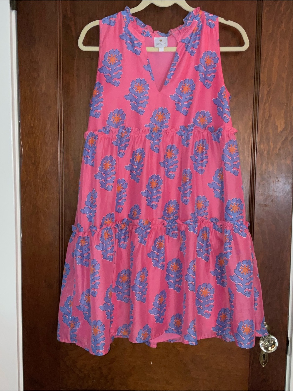J.Marie Sleeveless Pink Floral Tiered Casual Dress